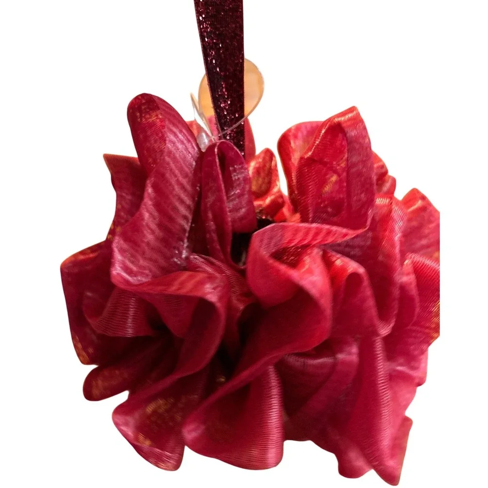 Vintage‎ Bath Body Works Large Red Mesh Bath Shower Pouf Loofah Glitter Accent